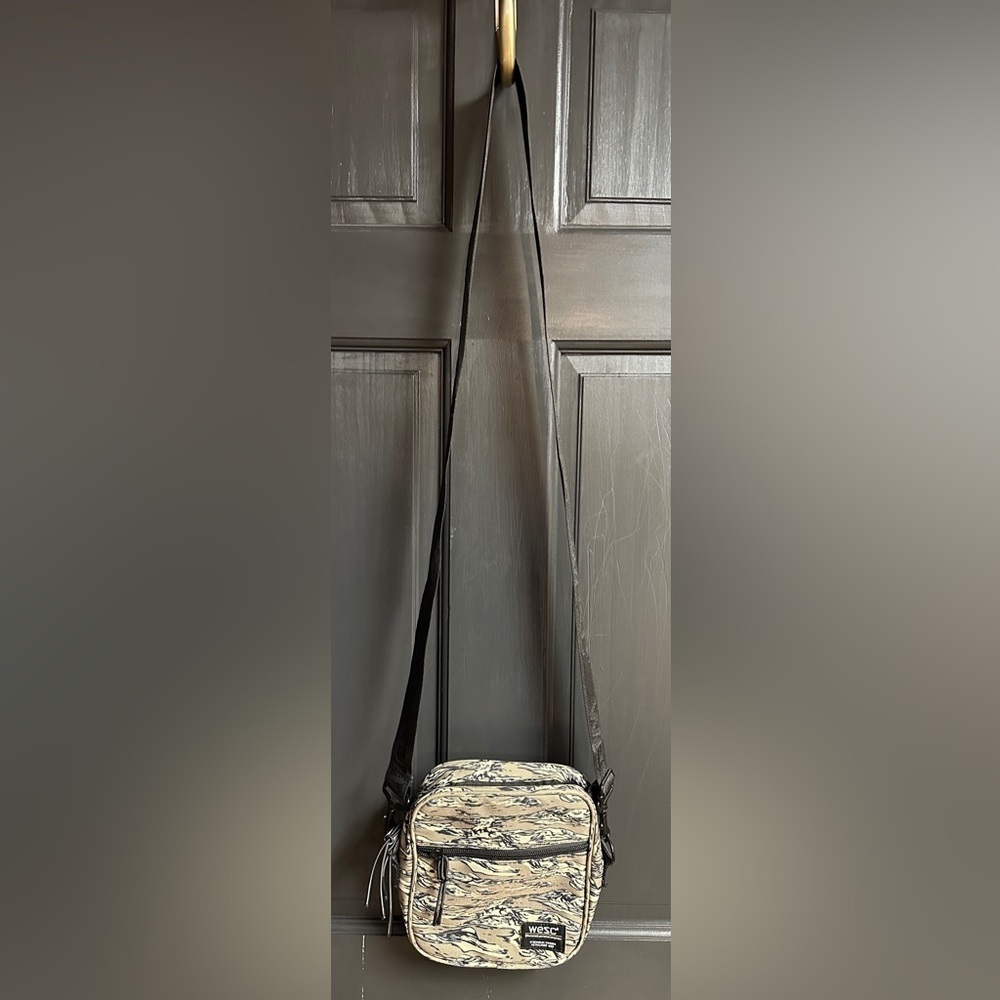 WESC, We Are the Superlative Conspiracy Nylon Camo Unisex Crossbody Bag 7”x8”x2”
